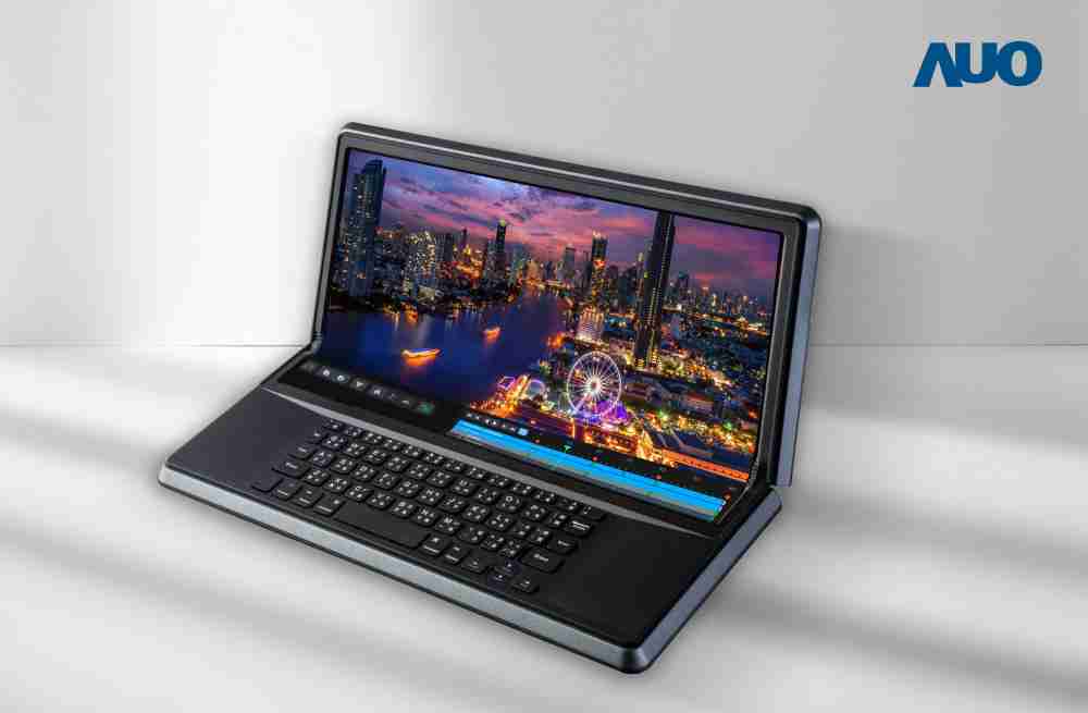 优游UB814.6吋Micro LED折迭显示屏幕，，，，搭配半径4mm的弯折绞炼，，，，以及高画素、、、、高亮度、、、、高对比度的显示技术特点，，，即便在大视角下仍保有绝佳色相与亮度