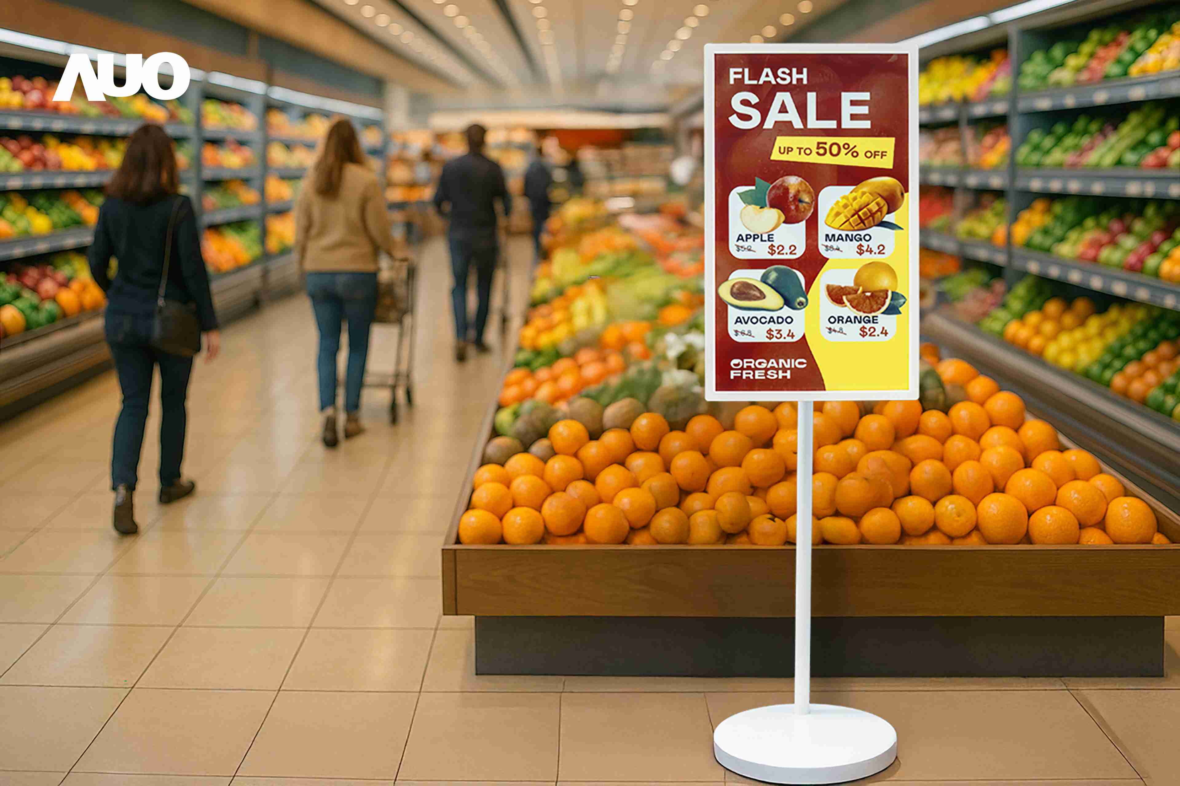 达擎首亮相低功耗、、、、全彩的〝aecoPost电子纸解决方案〞，，，，仅在更新画面时需要微量的电力驱动，，，无需布建电线的便捷设计，，，，使其可灵活应用、、、随意置放，，，，并可透过云端或行动装置app，，，轻松管理及排程广告内容，，晋升店头营销利器。。